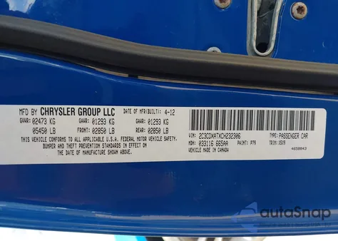 2012 Dodge Charger Police from USA, damaged, VIN 2C3CDXATXCH232306